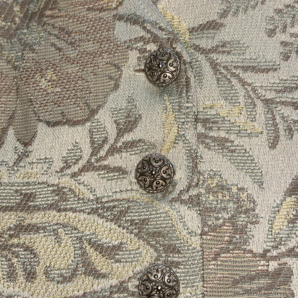 Vintage Longhorn Beige Floral Tapestry Vest Western‎ Wear Women's Sz XS 90's USA - Picture 3 of 6